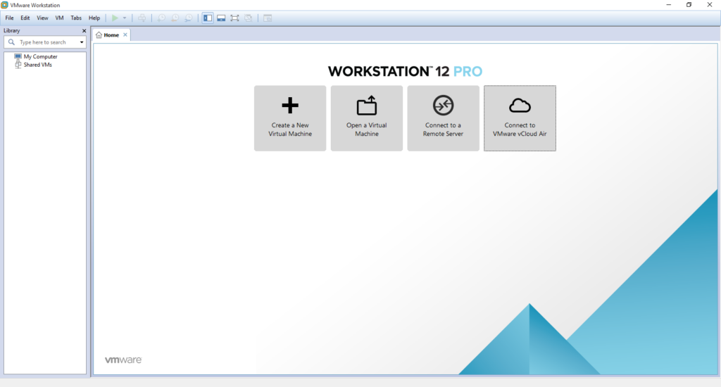 VMware Workstation 12 Pro Home Screen