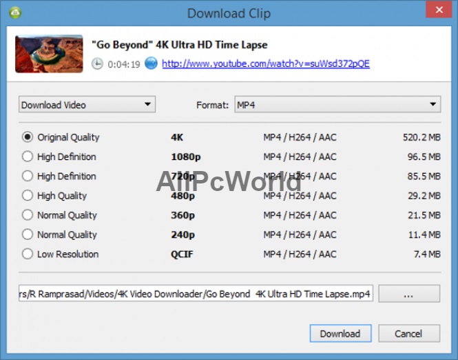 4K Video Downloader User Interface