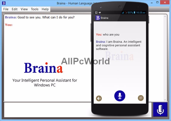Braina Virtual assistant user interface