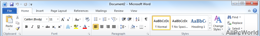 Microsoft Office 2010 Professional ribbon