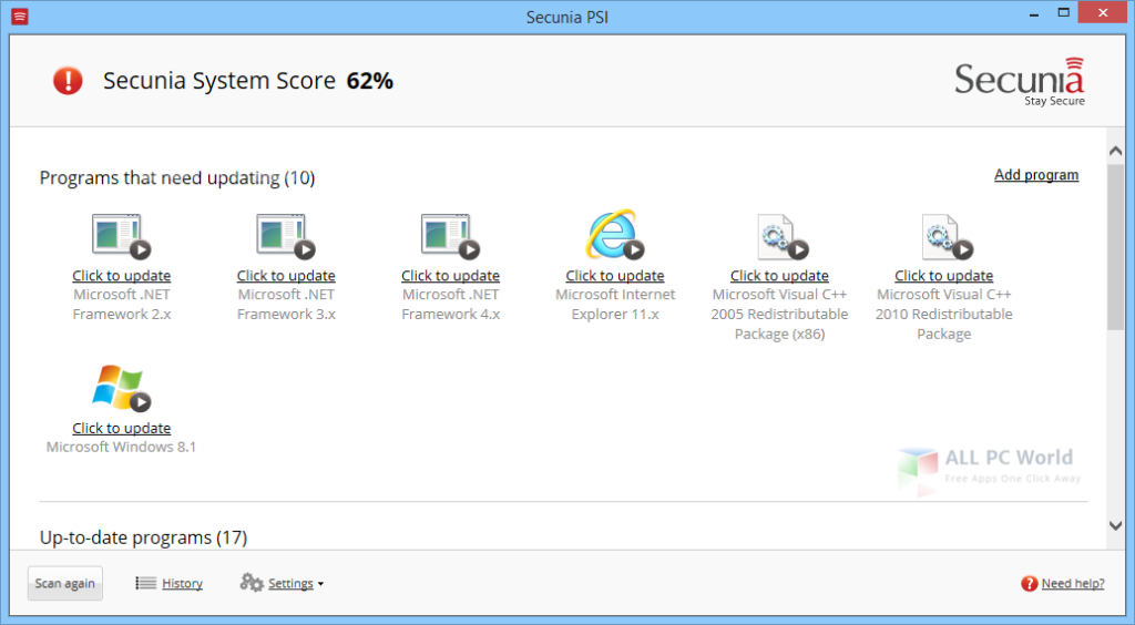 Personal Software Inspector 3.0 User Interface