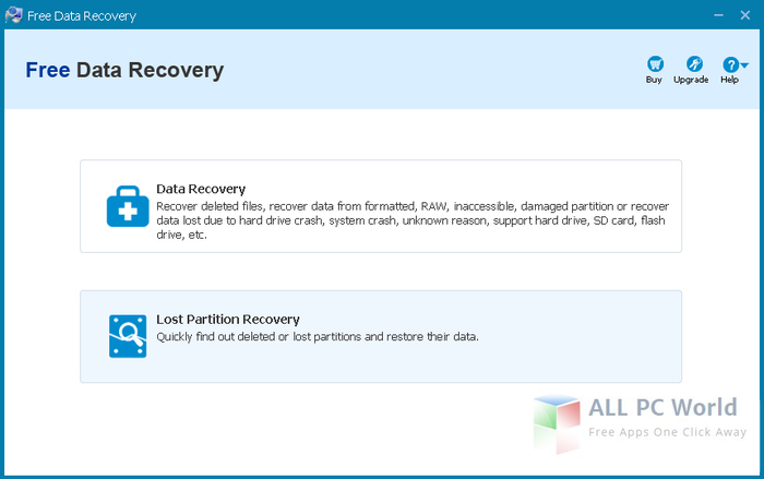 ThunderSoft Free Data Recovery 5.0 User Interface