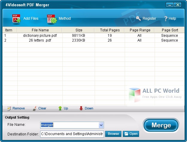 PDF Merger 3.0 User Interface