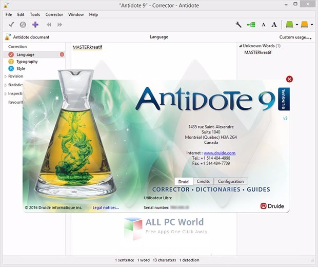 Antidote 9 Version 3 User Interface