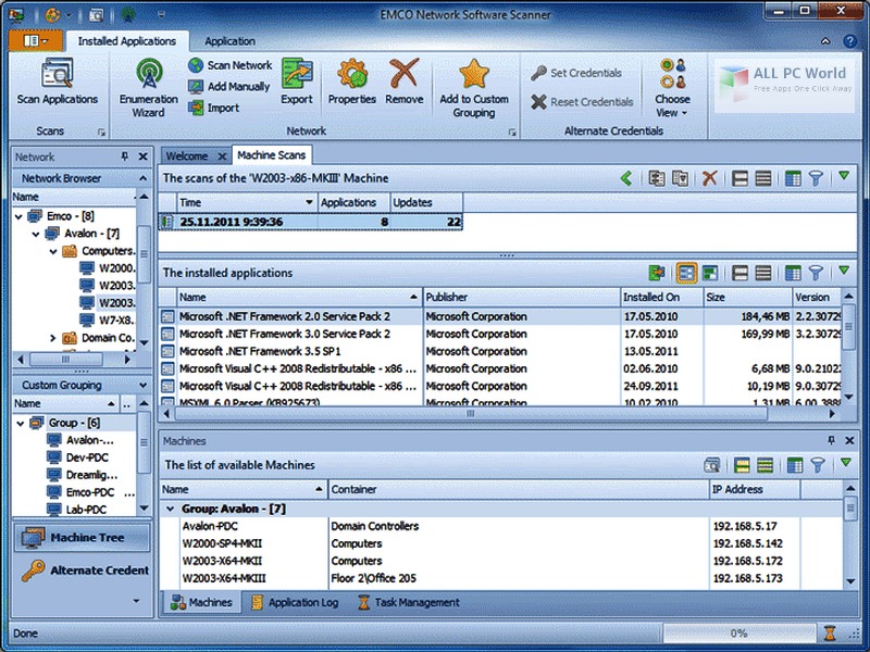 EMCO Network Software Scanner 11.7 User Interface