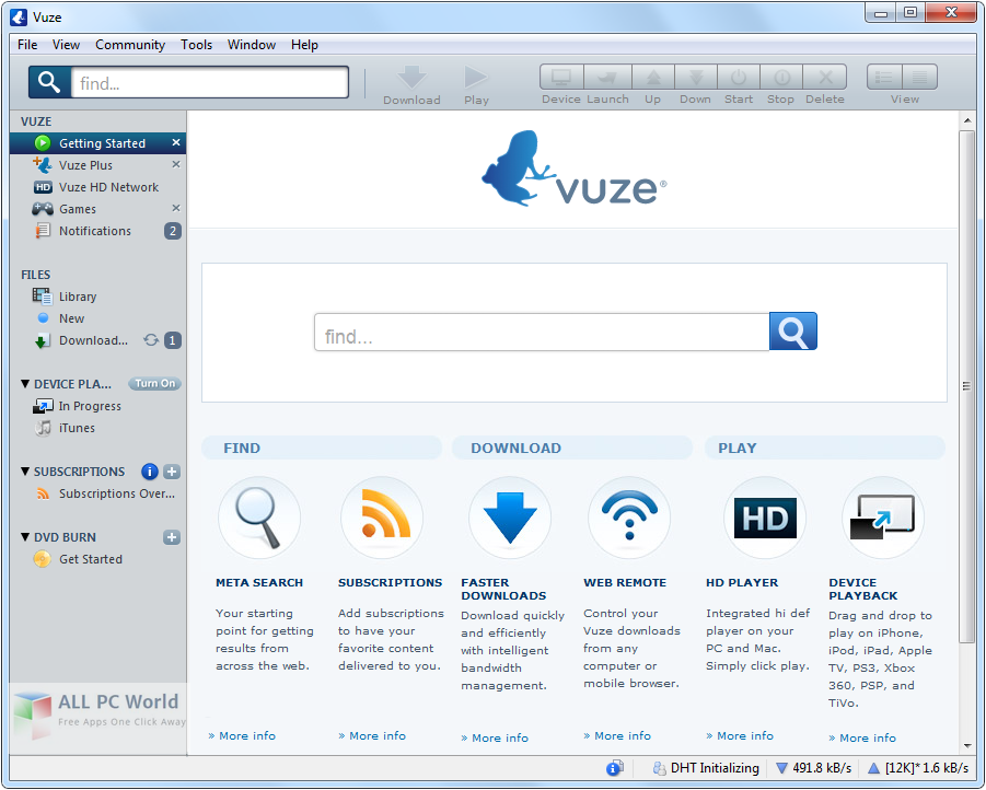 Vuze BitTorrent Client 5.7.4.0 User Interface