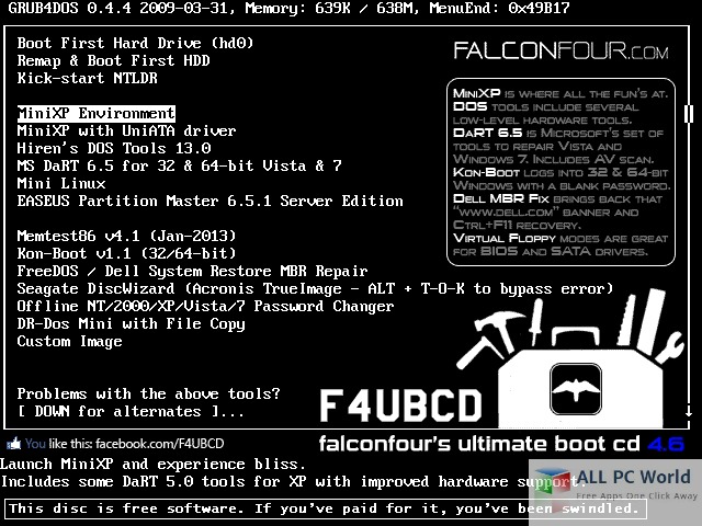 FlaconFours Ultimate Boot CD 4.61 User Interface