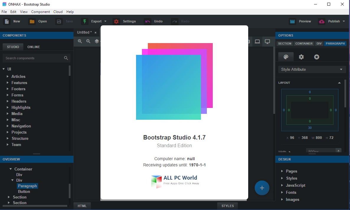 Bootstrap Studio 4.1.7 Free Download