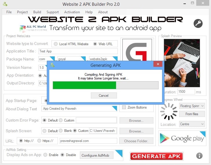 Website 2 APK Builder Pro 3.2 Free Download