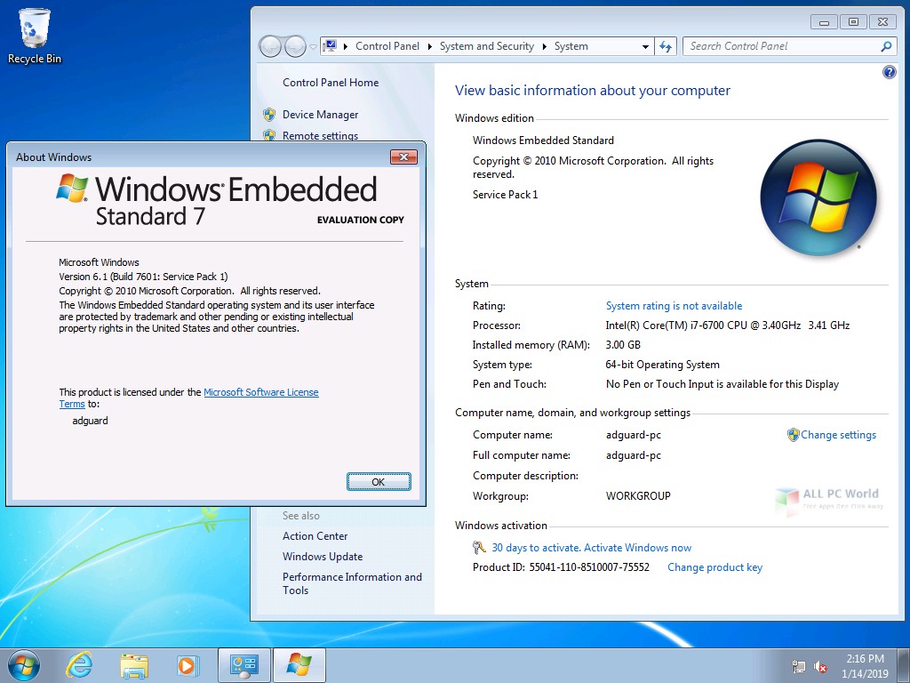 Windows Embedded Standard 7 January 2019 Free Download