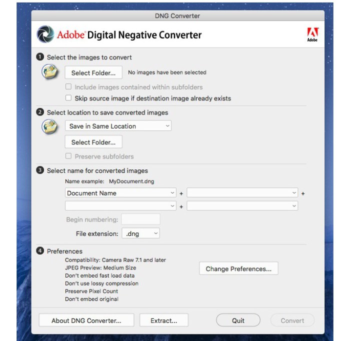 Adobe DNG Converter 11.2 for Mac Free Download