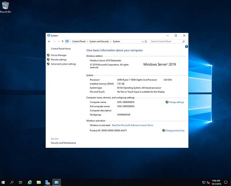 Microsoft Windows Server 2019 v1909 January 2020 Build 18363.592