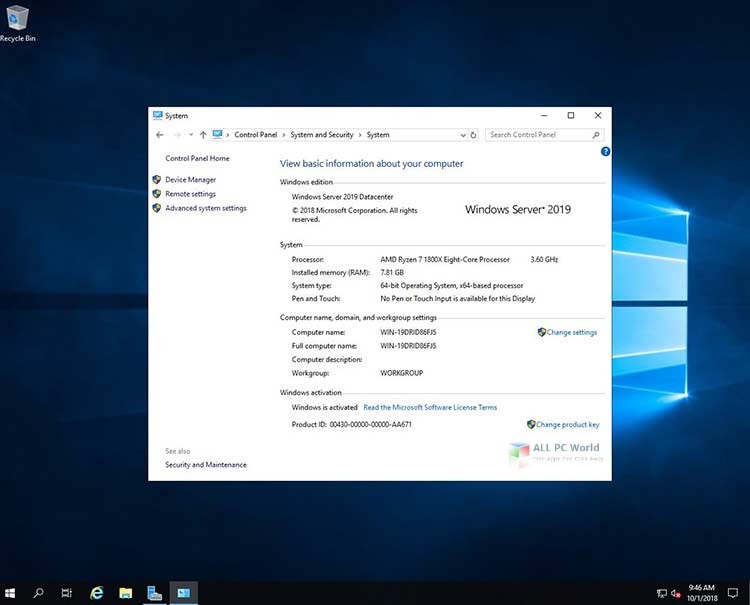 Microsoft Windows Server 2019 v1909 September 2019 Updates Download
