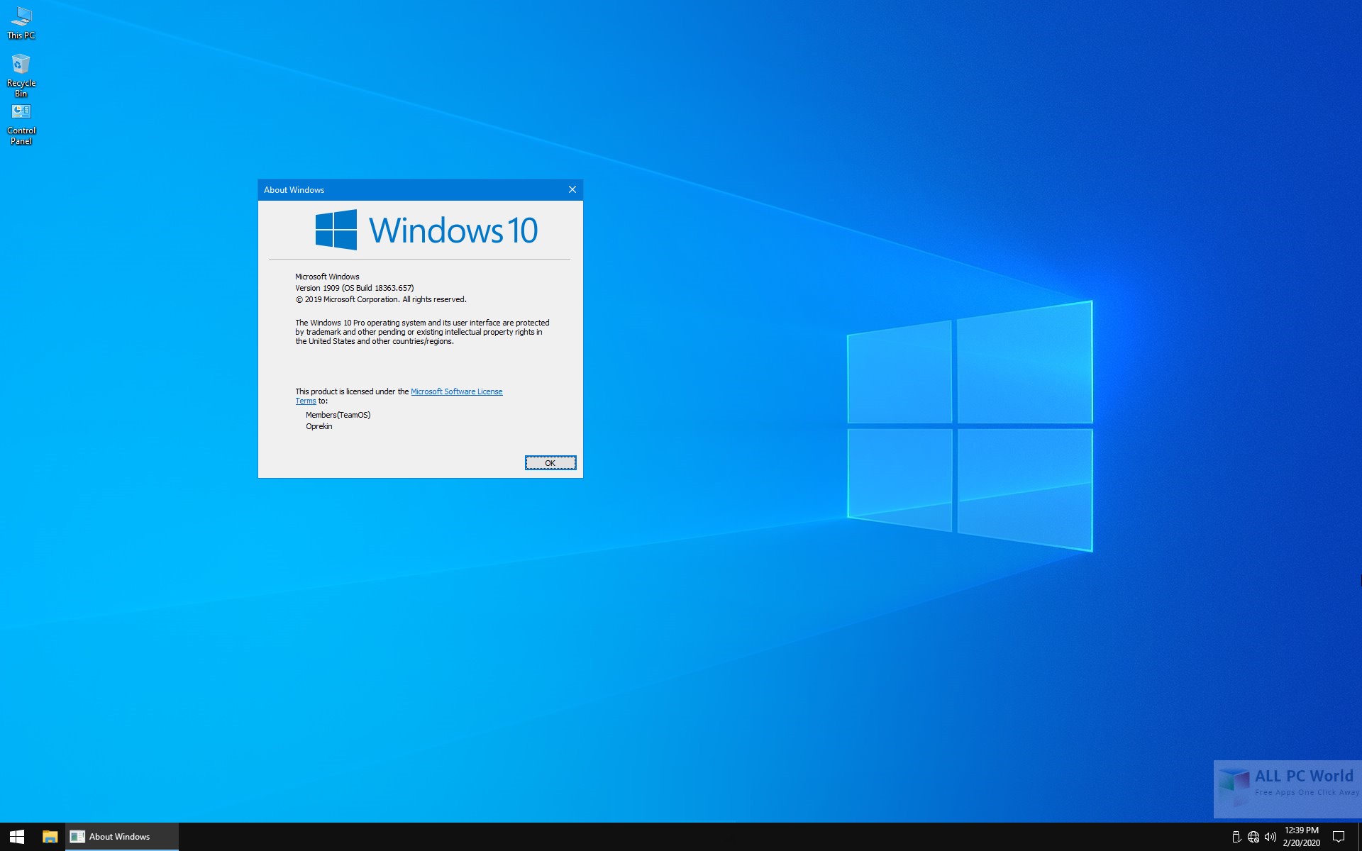 Windows 10 Pro 19H2 1909 x64 Lite February 2020 DVD ISO