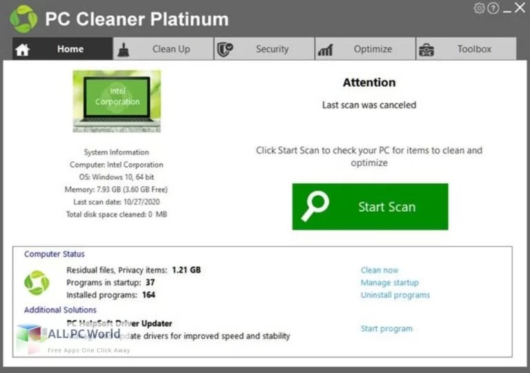 PCHelpSoft PC Cleaner Platinum 7.4 One-Click Download