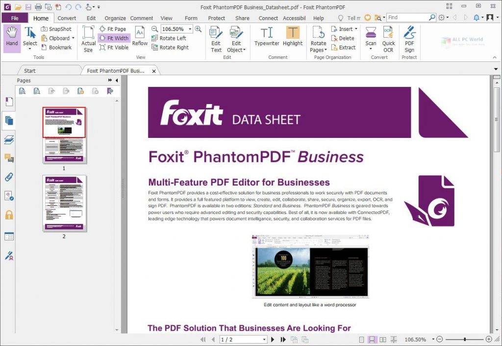 Foxit PhantomPDF Business 10.0 Free Download