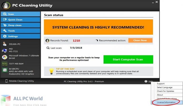 PC Cleaning Utility Pro Free Download