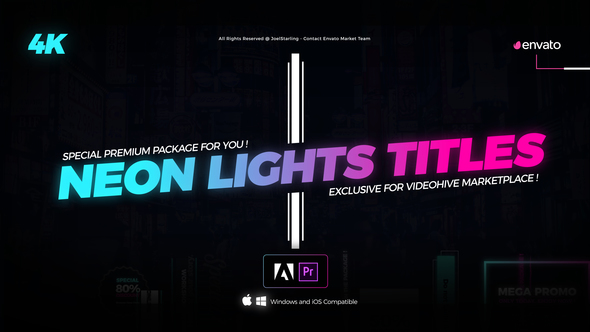 VideoHive Neon Lights Titles 4K Free Download