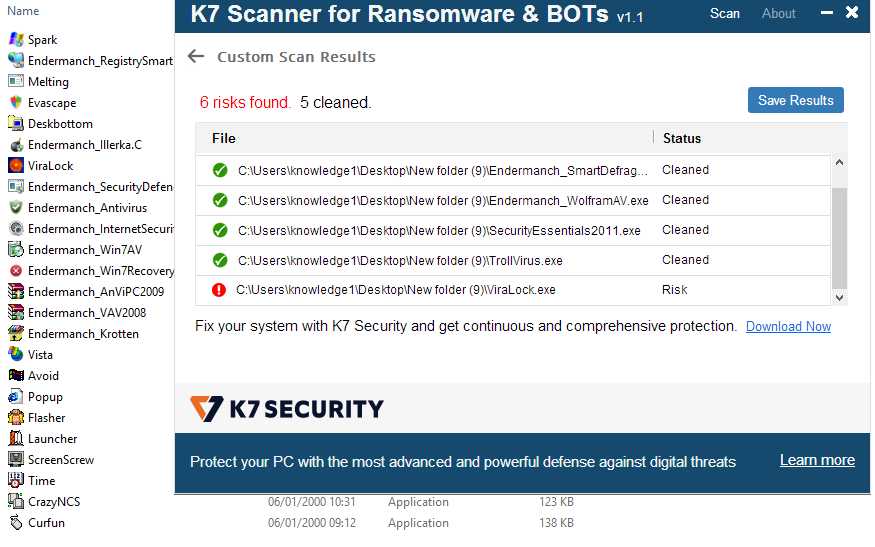 K7 Scanner for Ransomware & BOTs Full Version