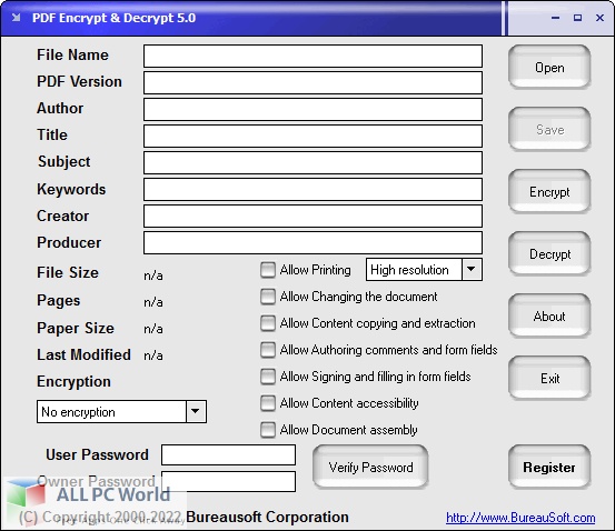 Bureausoft PDF Encrypt Decrypt Pro 5 Free Download