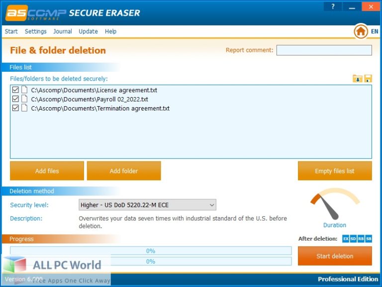 Ascomp Secure Eraser Professional Free Download
