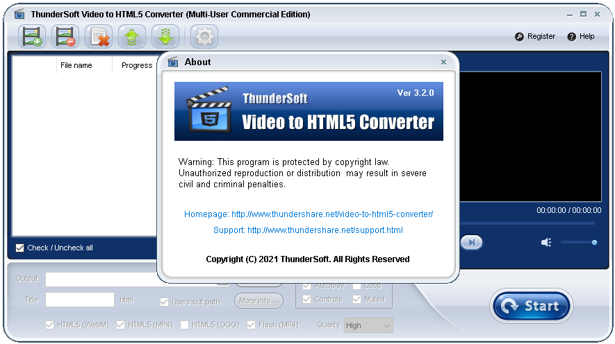 ThunderSoft Video to HTML5 Converter 2022 free download