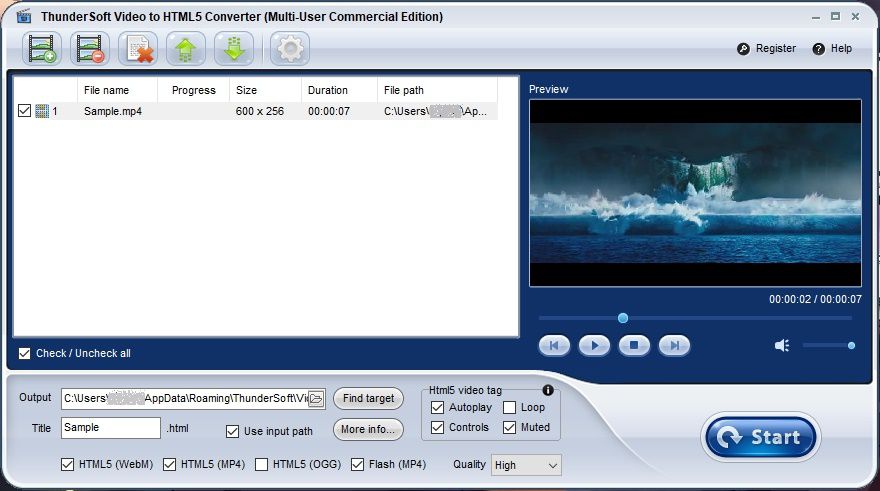 ThunderSoft Video to HTML5 Converter 2022 latest version
