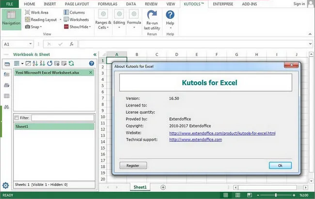 Kutools for Excel 21 latest version