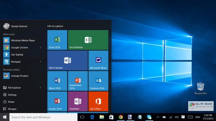 Microsoft Windows 10 Pro Free Download