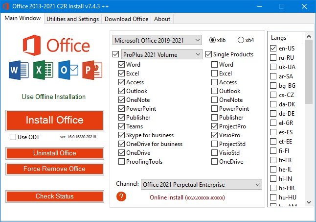 Office 2013-2021 C2R Install Install Lite 7 Free Download