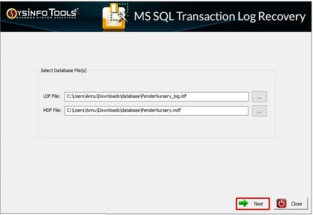 SysInfoTools MS SQL Transaction Log Recovery 22 Free Download