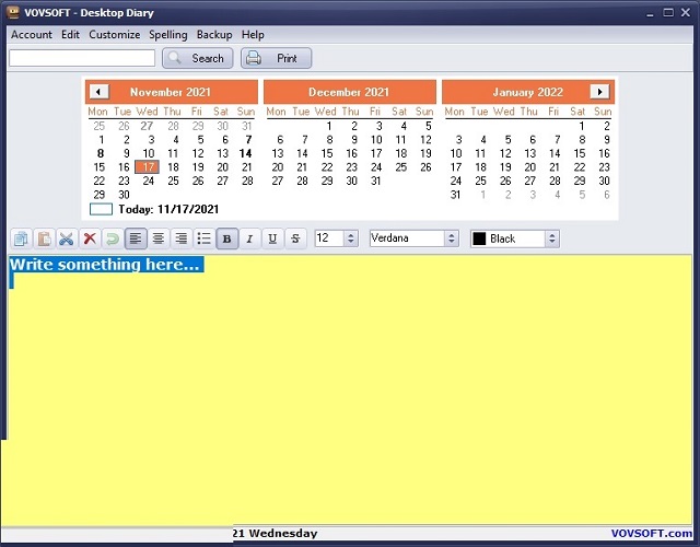 VovSoft Desktop Diary Free Download