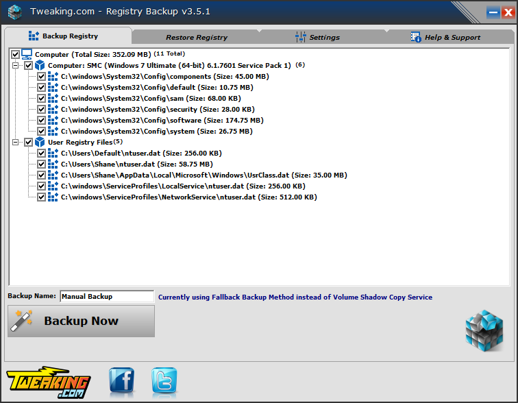 Registry Backup Professional 2 Free Download
