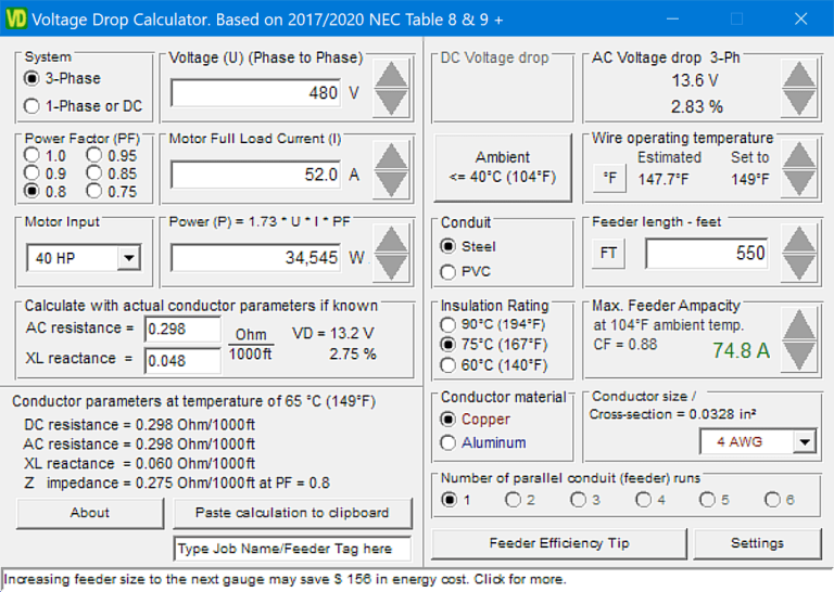 MC Group Voltage Drop Calculator 23.6.6 free