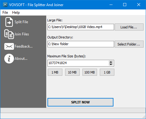 VovSoft File Splitter and Joiner 1.6 free
