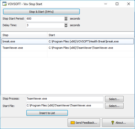 VovSoft Stop Start 1.9.0 free